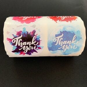 Thank You Sticker Labels 500 labels on roll. 2” Round NWT 6 Colorful Designs